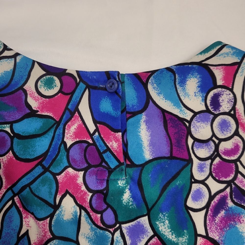 VINTAGE 80s blouse grapes fruit print short sleeve blouse top XL - Picture 7 of 11